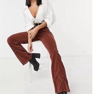 Free People Brown Corduroy Wide Leg with Paisley star Size 26